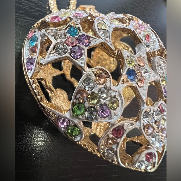 ⭐️ NWT! Stars & Moon Heart Rhinestone Necklace - Picture 5 of 7